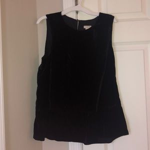 black velvet sleeveless top
